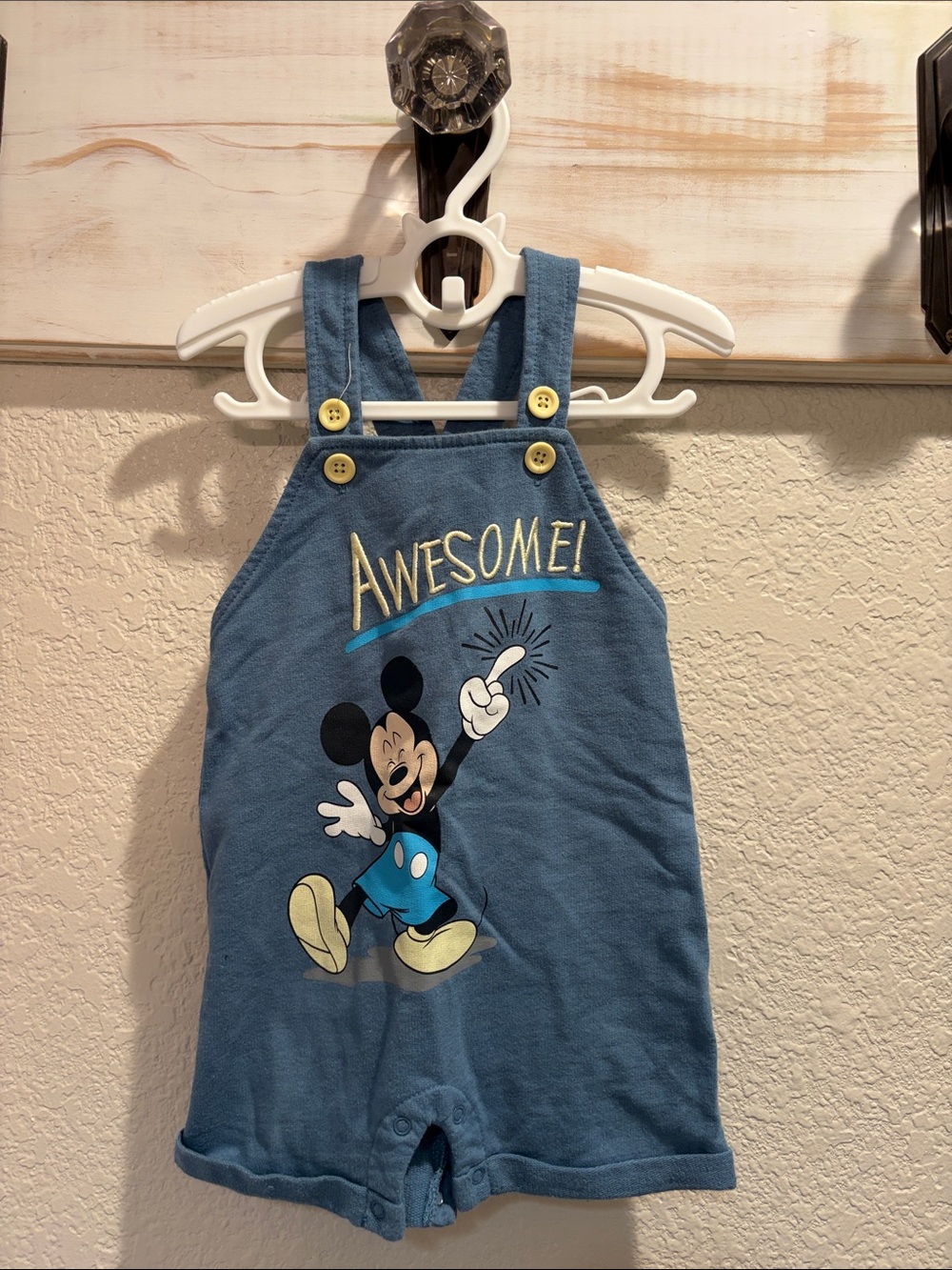 Blue "Awesome!" Mickey Mouse Toddler Romper